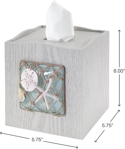 Avanti Linens - Tissue Box Cover, Coastal Home Decor, Seaglass