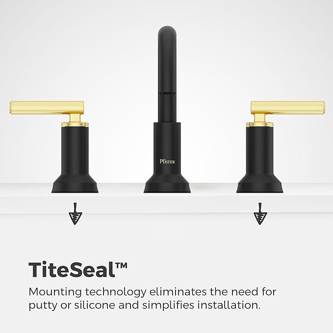Pfister Capistrano Bathroom Sink Faucet, 8-Inch Widespread, 2-Handle, 3-Hole, NSF Certified, Matte Black and Brushed Gold Finish, LF049CSOBBG