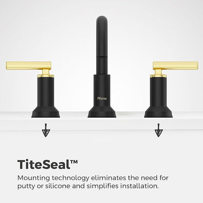 Pfister Capistrano Bathroom Sink Faucet, 8-Inch Widespread, 2-Handle, 3-Hole, NSF Certified, Matte Black and Brushed Gold Finish, LF049CSOBBG