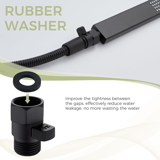 Aomasi G 1/2 Shower Head Shut off Valve for Bathroom Showers, Matte Black | Solid Brass, Shower Flow Restrictor with on off Switch, Easy Water Control, Save Water, Works for Bidet Sprayer, Garden Hose