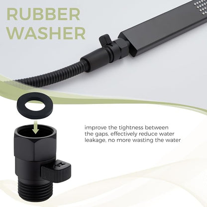 Aomasi G 1/2 Shower Head Shut off Valve for Bathroom Showers, Matte Black | Solid Brass, Shower Flow Restrictor with on off Switch, Easy Water Control, Save Water, Works for Bidet Sprayer, Garden Hose