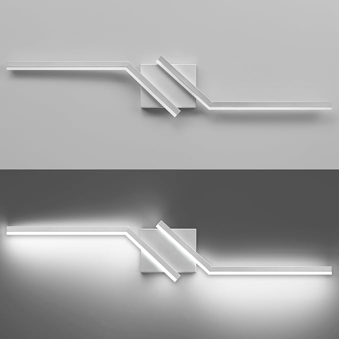 32 inch Modern Vanity Lights for Bathroom Nickel Bathroom Light Fixtures Dimmable LED Light for Restroom 6000K Cool White