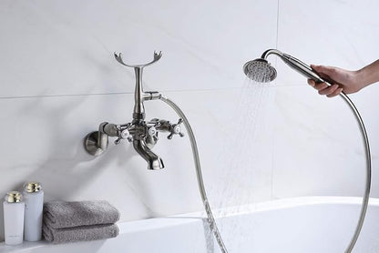 Sumerain Clawfoot Tub Faucet Brushed Nickel, Bathtub Faucet with Shower