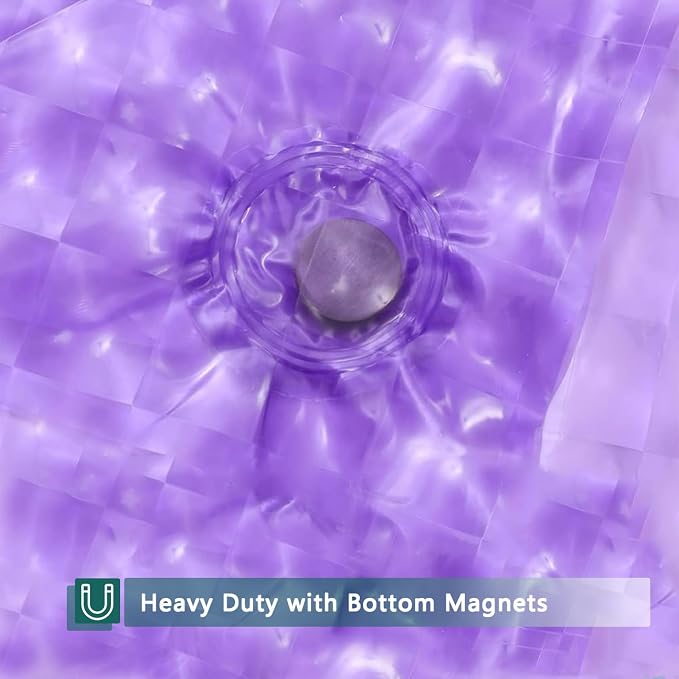 Purple Shower Curtain Liner, 100% Waterproof EVA 3D Shower Curtains with 3 Duty Heavy Bottom Magnets and 12 Rust Proof Grommets, 72x72 Weighted Shower Liner for Shower Stall, Bathtubs