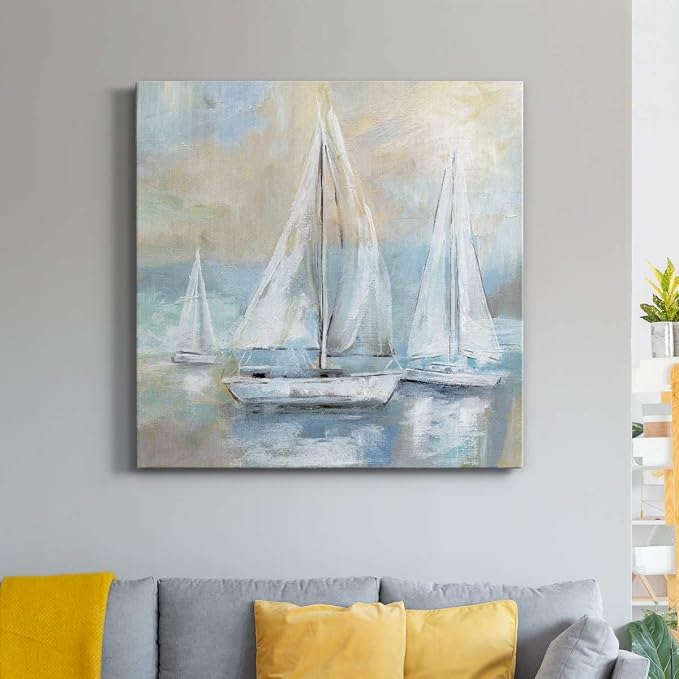 Renditions Gallery Sail Away Wall Art, Premium Gallery Wrapped Canvas Decor, Ready to Hang, 40 in H x 40 in W, Made in America Print