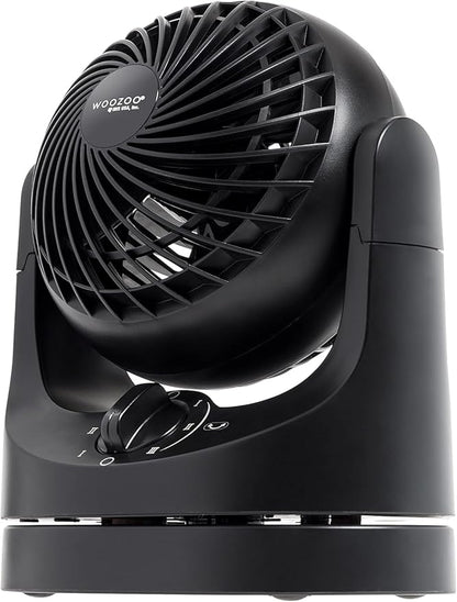IRIS USA WOOZOO Desk Fan, Oscillating Table Air Circulator, 3 Speeds, 32ft Max Air Distance, 112° Adjustable Tilt, 27.5db Quiet Motor, Small Fan for Bedroom, Office, Dorm, Black