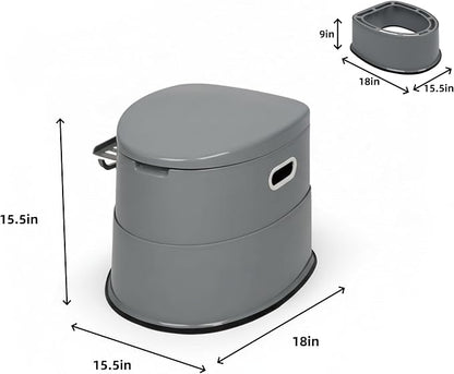Convenient Grey Portable Toilet,Outdoor Indoor porta potty | Removable Inner Bucket, Removable Toilet Paper Holder, Simple Install Design,Portability for Camping, RV, Travel,Beach,Boat