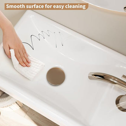 16" x 9" Wall Mount Bathroom Sink Rectangule Floating Sink Porcelain Ceramic White Bathroom Vessel Sink Right Hand Set