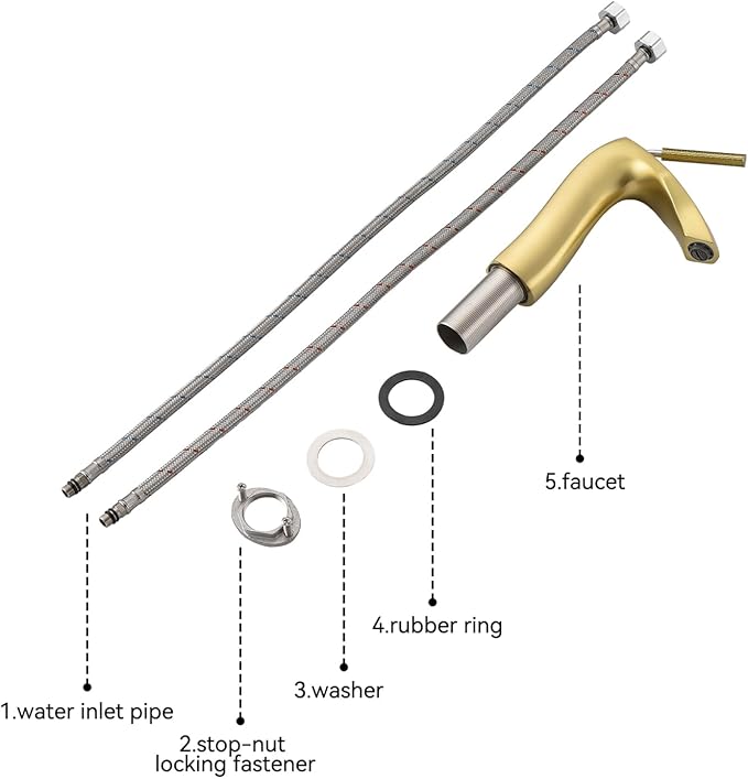 Brushed Gold Single Handle Bathroom Faucet - Lead-Free, Aerated Stream, Easy Install