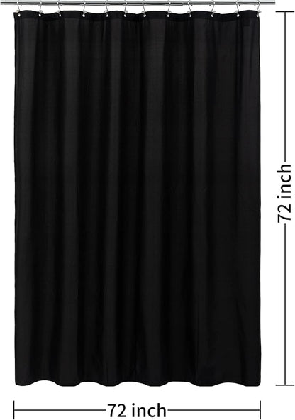 ALYVIA SPRING Waterproof Fabric Shower Curtain or Liner Black, 72x72 | 3 Magnets, Soft Cloth & Hotel Quality, Machine Washable, Light-Weight, Standard Size
