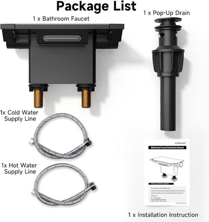 Bathroom Faucet with Storage Platform 4", 2-Hole, Matte Black | Bathroom Faucet, NSF Certified 4 Inch 2 Handle Basin Faucet, Widerspread Bathroom Sink Faucet