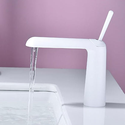 Faucet for Bathroom Sink Single Handle Brass Bathroom Water Faucet Single Hole White
