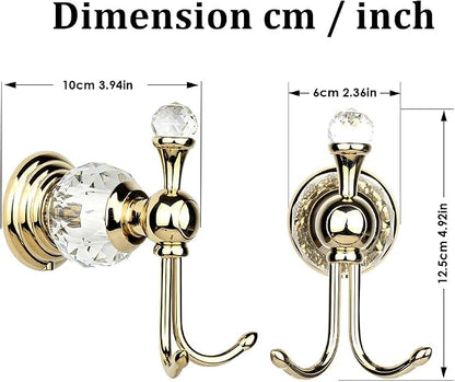 Gold Crystal Towel Hooks for Bathroom Wall Mounted Hand Towel Holder Kitchen Robe Hook Bedroom Towel Hanger,Drilling Installation