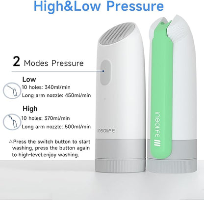 Portable Bidet | High Pressure | Travel Bidets with 2 Different Nozzle | Rechargeable Electric Portable Bidet for Men & Women | Portable Bidets for Travel (‌Military Green)