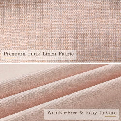 Furlinic No Hook Shower Curtain Scalloped Pink Linen Boho 72x75 Waterproof