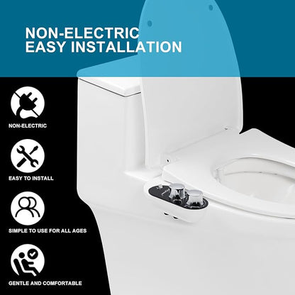 Bidet Attachment for Toilet Warm Water,Hot and Cold Bidet Attachment,Ultra-Slim Non-Electric Bidet Attachment for Frontal/Rear Wash, with Pressure & Angle Controls,Easy to install