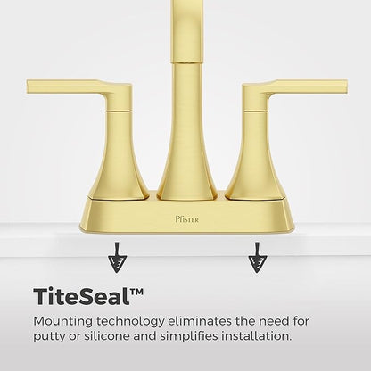 Pfister Vaneri Bathroom Sink Faucet, 4-Inch Centerset, 2-Handle, 3-Hole, NSF Certified, Brushed Gold Finish, LF048VRIBG