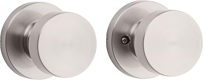 Kwikset Pismo Door Knob Set, 10 Pack with 5 Non-Locking Passage and 5 Locking Keyless Privacy Handles, with Round Rose, Featuring Microban Protection in Satin Nickel
