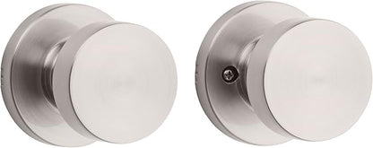 Kwikset Pismo Door Knob Set, 10 Pack with 5 Non-Locking Passage and 5 Locking Keyless Privacy Handles, with Round Rose, Featuring Microban Protection in Satin Nickel
