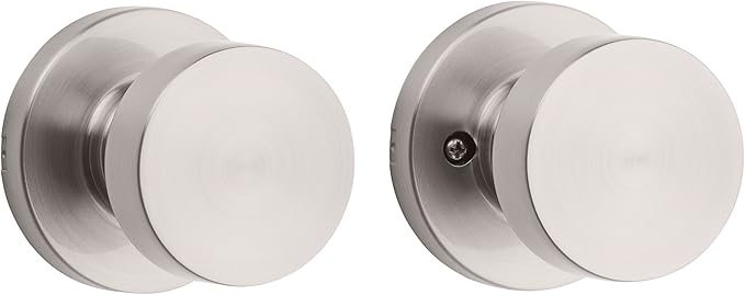Kwikset Pismo Door Knob Set, 6 Pack with 3 Non-Locking Passage and 3 Locking Keyless Privacy Handles, with Round Rose, Featuring Microban Protection in Satin Nickel