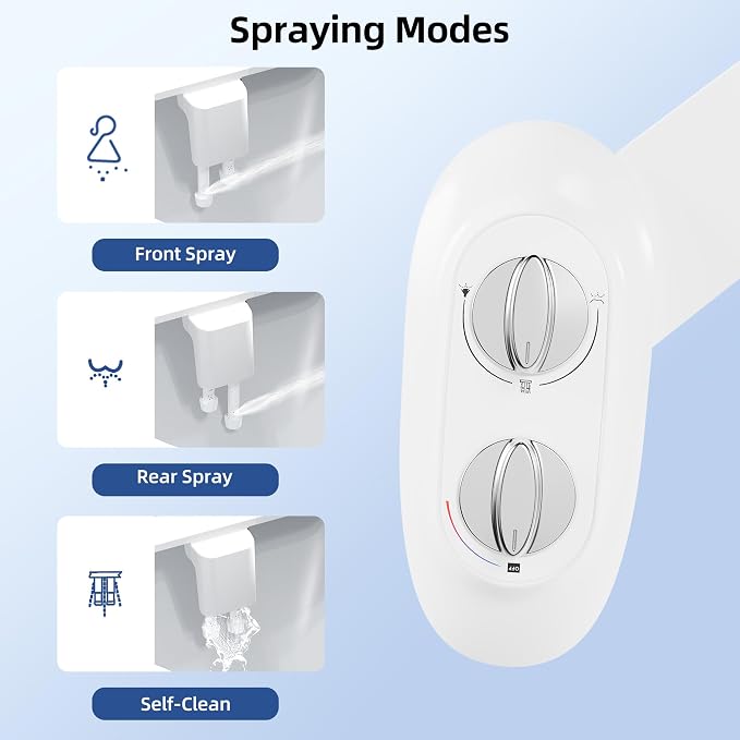 Garvee Ultra-Slim 3 in 1 Bidet Self-Cleaning Dual Nozzles | Rear & Front Wash | Adjustable Warm & Cold Water Pressure | Easy Installation