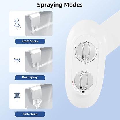 Garvee Ultra-Slim 3 in 1 Bidet Self-Cleaning Dual Nozzles | Rear & Front Wash | Adjustable Warm & Cold Water Pressure | Easy Installation