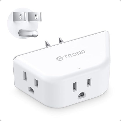 TROND Outlet Extender, 3 Way Angled Outlet Splitter for Bathroom Kitchen | ETL Listed Plug Expander with 3 Electrical Sockets, 3-Prong Grounded Wall Plug Adapter, Cruise Ship Essentials, White
