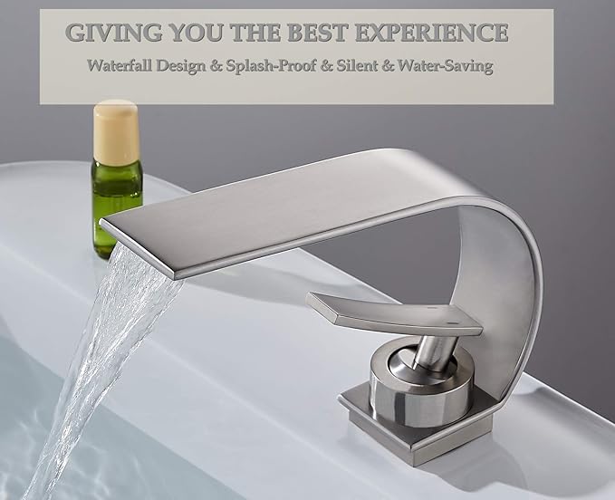 becola Modern Bathroom Faucet, Low Arc Brass Ceramic Valve Vanity Single Hole Bathroom Sink Faucet, Touch On Single Handle Hot and Cold Water Mixer Tap - Brushed Nickel