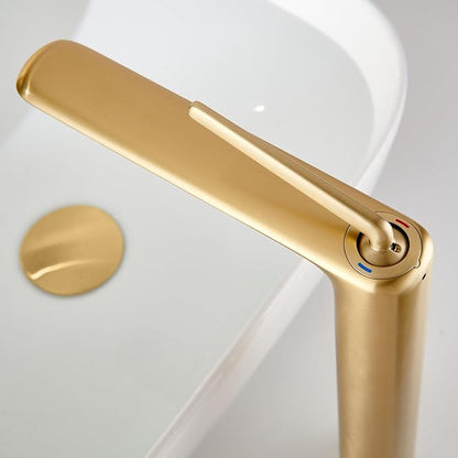 Single Hole Faucet for Bathroom Sink Bathroom Faucet Single Handle Hot and Cold Brushed Gold