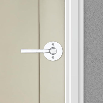 Kwikset Lisbon Dummy Door Handle, RoundSingle Sided Lever for Closets, French Double Doors, and Pantry, Polished Chrome Non-Turning Reversible Interior Push/Pull Lever