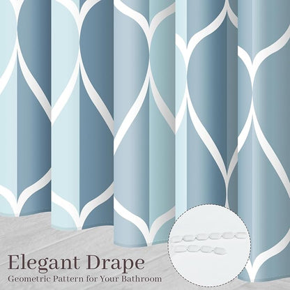 Gelbchu Geometric Shower Curtain for Bathroom, Light Blue, 72x72 Inch | with Hooks, Premium Polyester, Quick Dry, Water Repellent, Machine Washable, Rustproof Grommets, Modern Minimalist