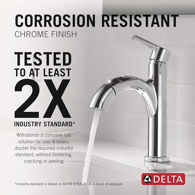 Delta Nicoli 1 Hole Pull Down Bathroom Faucet with Sprayer, Chrome Single Hole Bathroom Sink Faucet with Pull Out Sprayer for Vanity, Metal Push-Pop Drain, Chrome 15749LF-PD