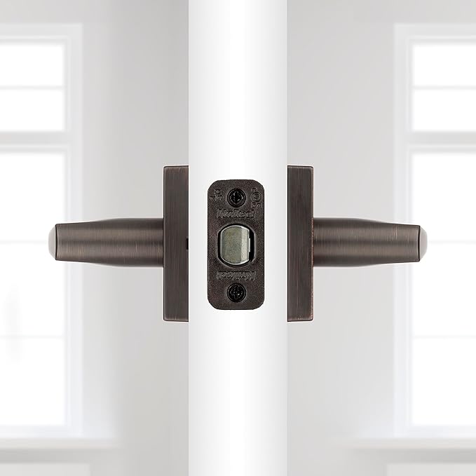 Kwikset Lisbon Interior Passage Door Handle, Lever For Closet and Hallway Doors, Reversible Non-Locking Handle Lever, Venetian Bronze