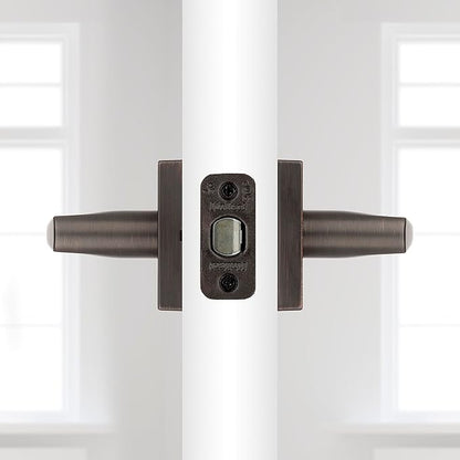 Kwikset Lisbon Interior Passage Door Handle, Lever For Closet and Hallway Doors, Reversible Non-Locking Handle Lever, Venetian Bronze