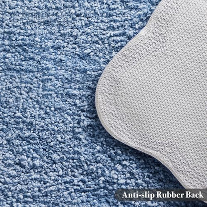 Ohocut Luxury Microfiber Bathroom Rugs, Navy Scalloped Piping Blue Bath Rug Cute Aesthetic Coastal Nautical Bath Mat for Bathroom, Tub, Floor, Sink, Shower, Anti Slip, Absorbent, 32x20
