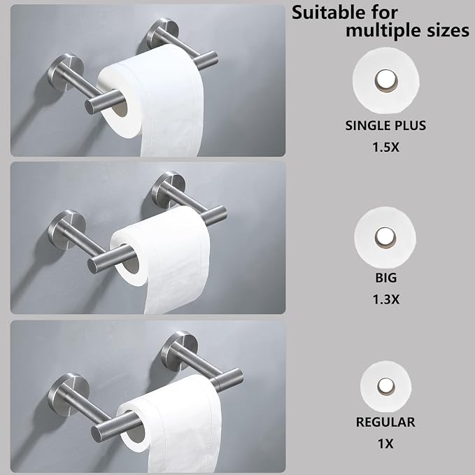 Brushed Nickel Flip Toilet Paper Holder and Hand Towel Ring Set 2 Pieces Bathroom Hardware Accessories Set SUS 304 Stainless Steel Heavy Duty Wall Mounted Bathroom Holder