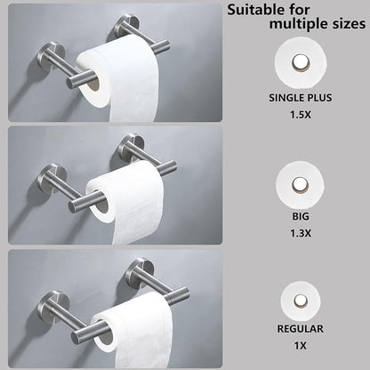 Brushed Nickel Flip Toilet Paper Holder and Hand Towel Ring Set 2 Pieces Bathroom Hardware Accessories Set SUS 304 Stainless Steel Heavy Duty Wall Mounted Bathroom Holder