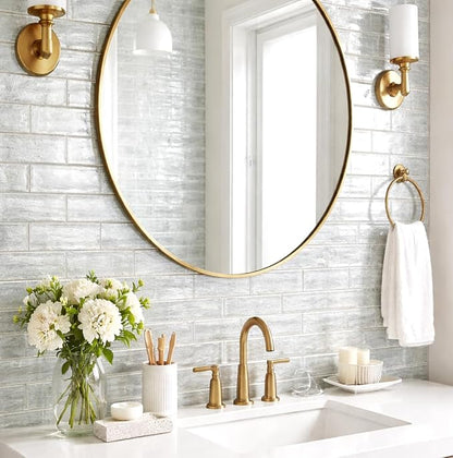 Silver White Glass Tile 3x6 for Kitchen Backsplash Accent Wall Bathroom Subway Tile Real Silk Glass Tiles (Pack of 20)