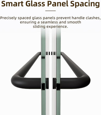 Royal Guard Double Sliding Shower Door,44-48" W x 70" H,Matte Black | Shower Doors with 6mm Clear SGCC Tempered Glass,Bypass Shower Enclosure,Nano Coating Easy Clean&Waterproof&Adjustable Width