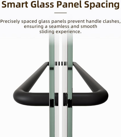 Royal Guard Double Sliding Shower Door 56-60" W x 72" H,Matte Black | 6mm SGCC Tempered Glass,Nano Coating Easy Clean,Walk-in Shower Use,Reversible Installation&Waterproof