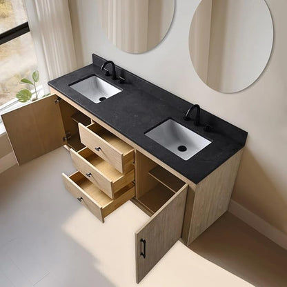 Vanity Art 72 inch Double Sink Bathroom Vanity, Vanity Cabinet with Doors and Shelf, Modern Wood Bathroom Vanity with White Marble Top, Solid Wood Frame, 3 Functioning Drawers,VA70-72-DLW-B