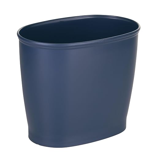 iDesign Slim Plastic Bathroom Trash Can, Navy Blue | Small, For Bedroom, Office, Desk, Dorm