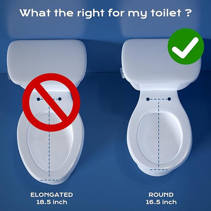 Round Bidet Toilet Seat, Non-Electric Bidet Attachment (Frontal & Rear Wash) with Dual Nozzles and Brass inlet,Bidet Toilet Seat with Quiet-Close Fit Round Toilet Seat