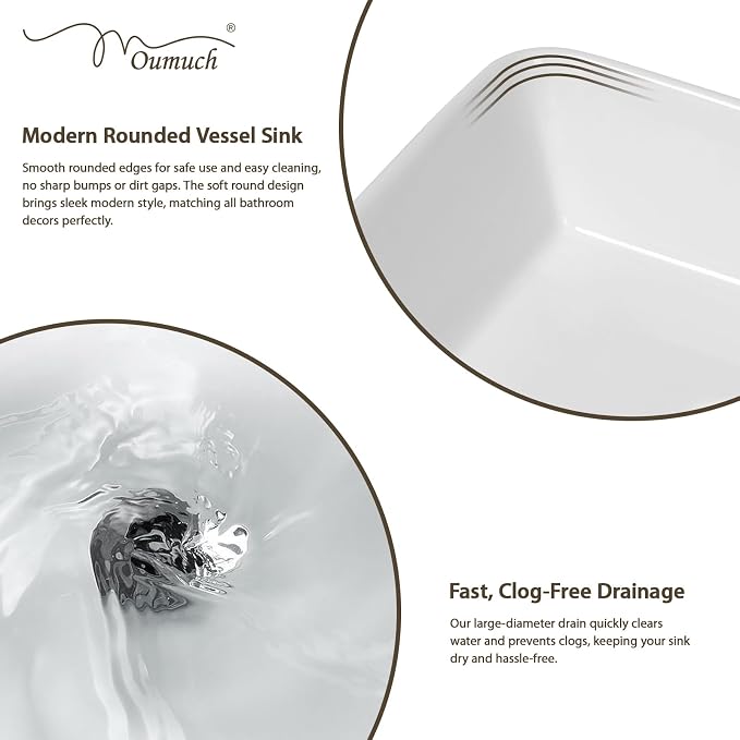 Bathroom Vessel Sink 19"x15" Rectangle Bathroom Sink Above Counter | White Ceramic Porcelain Vessel Sinks Modern Countertop Bathroom Art Basin