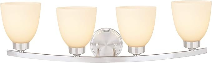 Aspen Creative 62205-1, Four-Light Metal Bathroom Vanity Wall Light Fixture, 28-3/4" Wide, Transitional Design in Satin Nickel, 4
