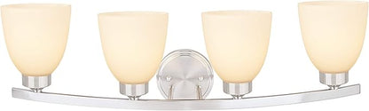 Aspen Creative 62205-1, Four-Light Metal Bathroom Vanity Wall Light Fixture, 28-3/4" Wide, Transitional Design in Satin Nickel, 4