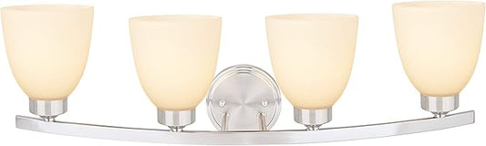 Aspen Creative 62205-1, Four-Light Metal Bathroom Vanity Wall Light Fixture, 28-3/4" Wide, Transitional Design in Satin Nickel, 4