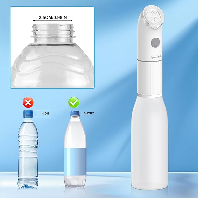 YourMate Electric Portable Bidet for Travel & Daily Hygiene, 2 Modes Spray, High Pressure Handheld, 350ML Tank, IPX7 Waterproof, AAA Battery Operated w/ Bottle Adapter