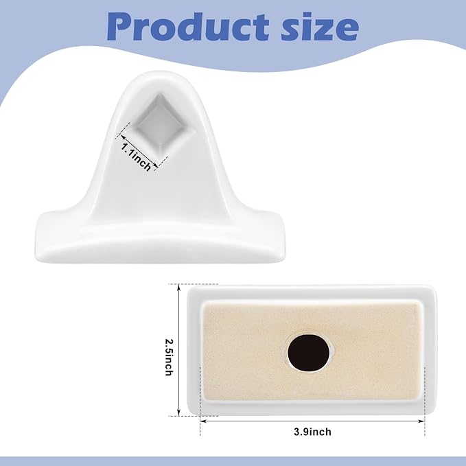 RattanView 2 Pcs Chalk White Porcelain Ceramic Towel Bar Rod Rack Post Holder Bracket Tile Set Mid Century Modern Vintage Retro Ceramic Bathroom Towel Holder Porcelain Bathroom Accessories