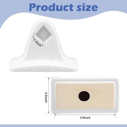 RattanView 2 Pcs Chalk White Porcelain Ceramic Towel Bar Rod Rack Post Holder Bracket Tile Set Mid Century Modern Vintage Retro Ceramic Bathroom Towel Holder Porcelain Bathroom Accessories